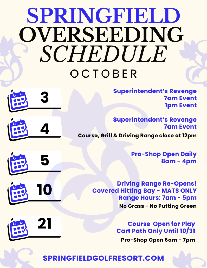 Overseed schedule 2026